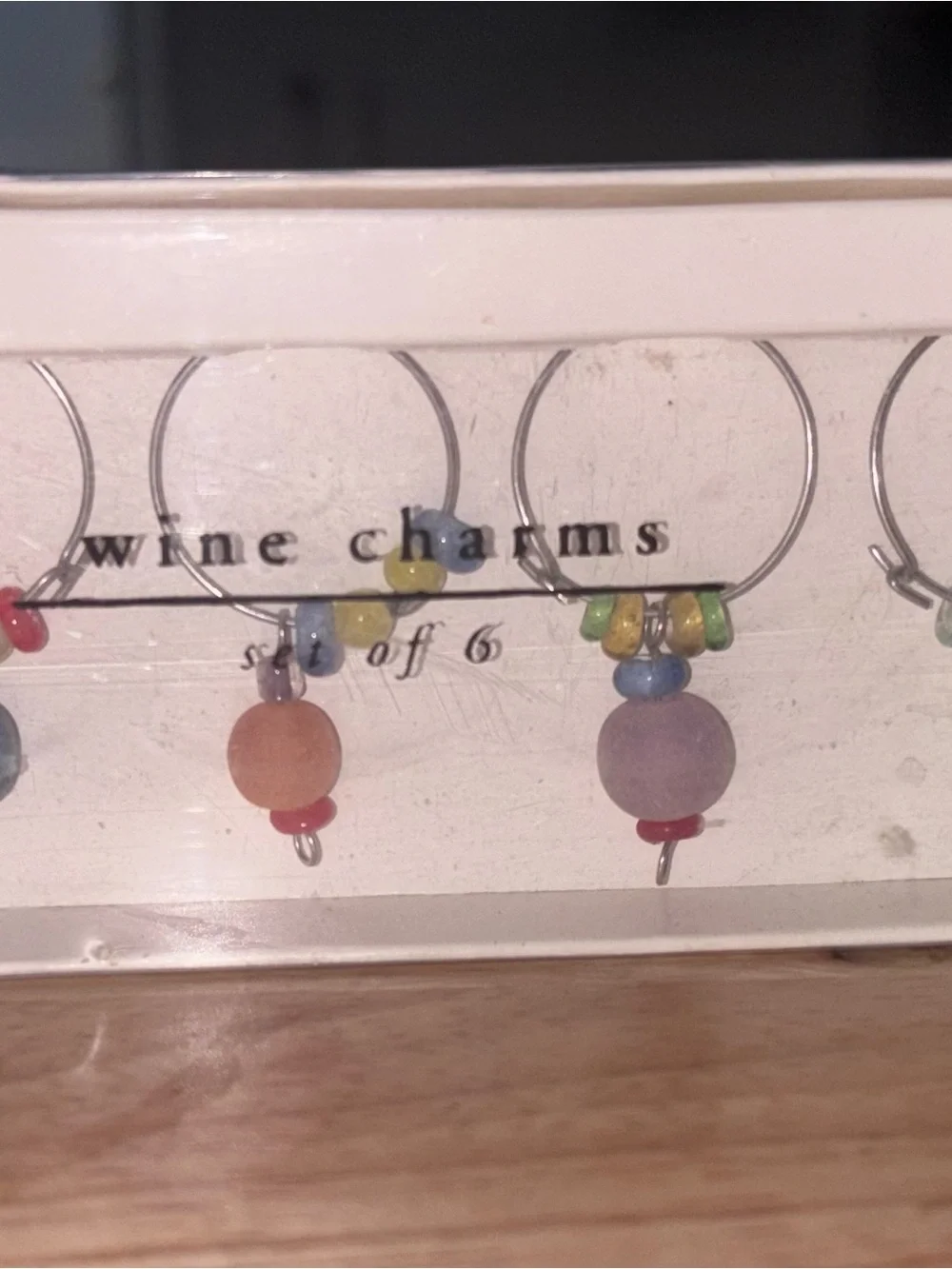 Pier 1 Pastel Beaded Wine Charms in Pink, Lavender, Blue, Green, Yellow, Peach